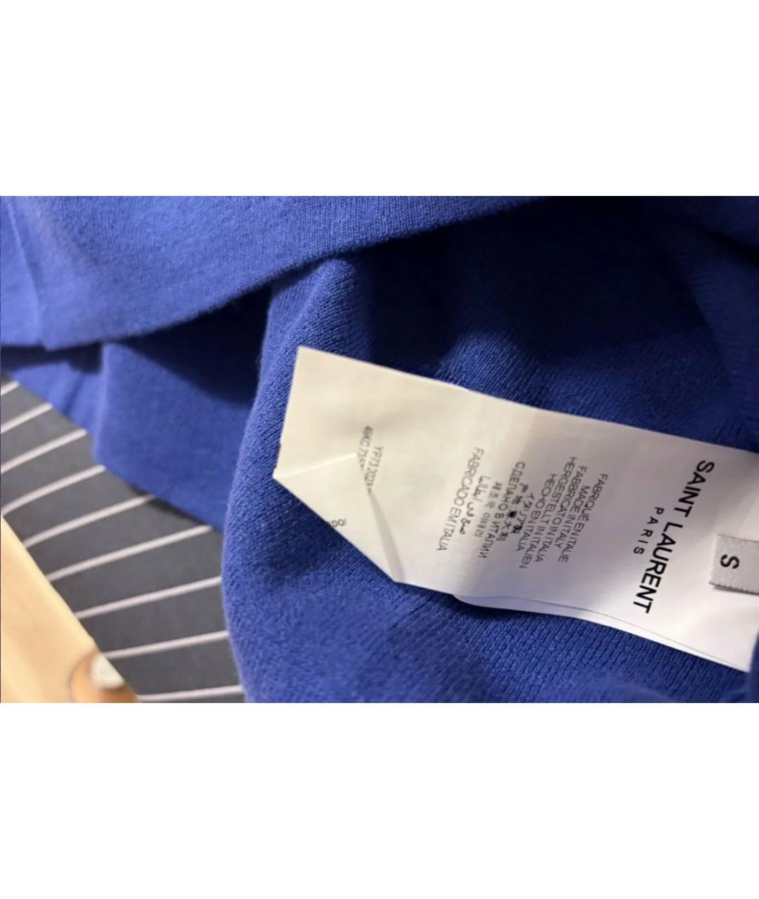 SAINT LAURENT Синяя вискозная майка, фото 4