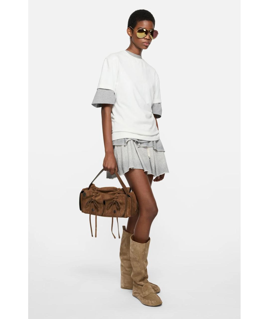 ACNE STUDIOS Коричневая замшевая сумка с короткими ручками, фото 2