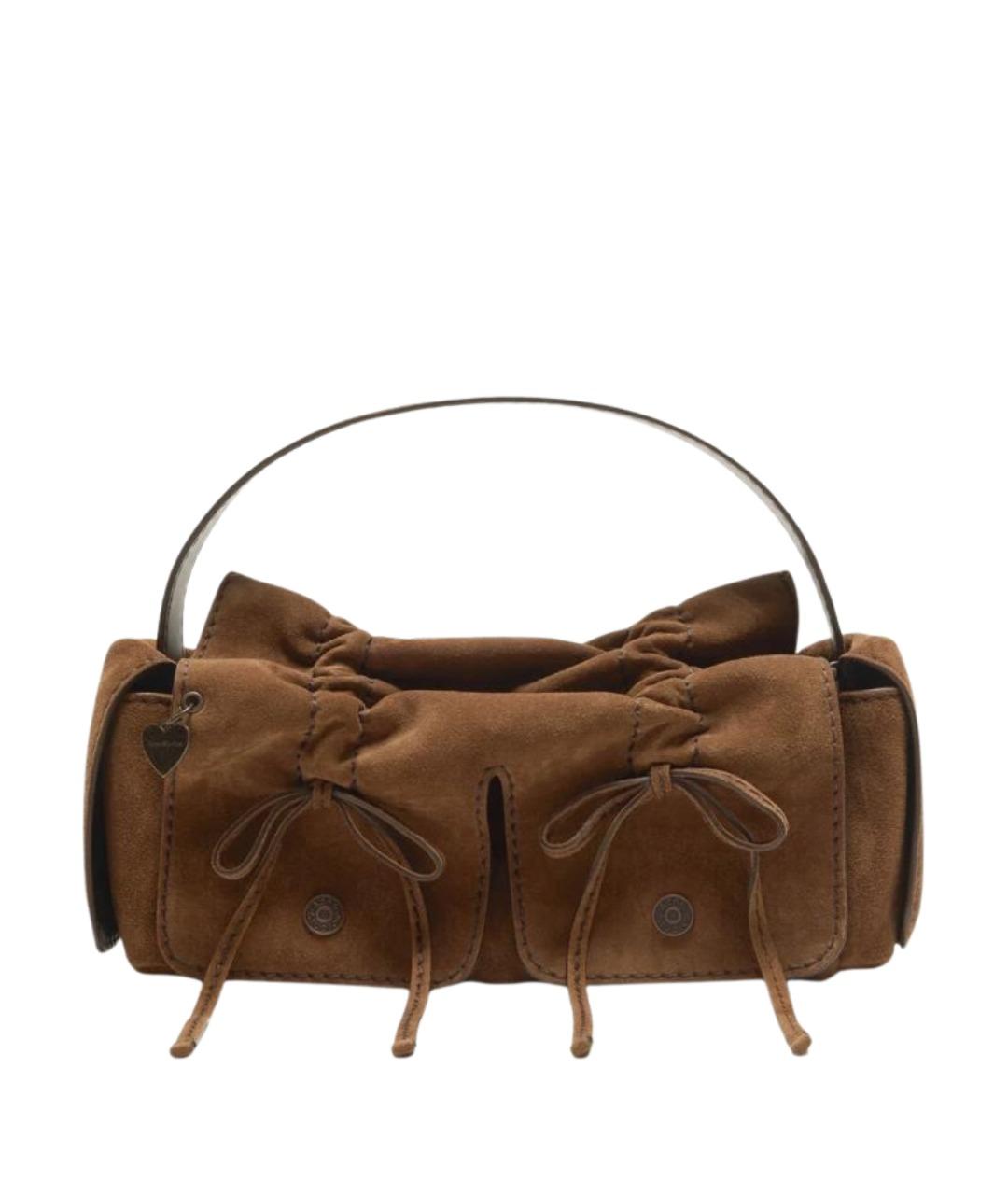 ACNE STUDIOS Коричневая замшевая сумка с короткими ручками, фото 1