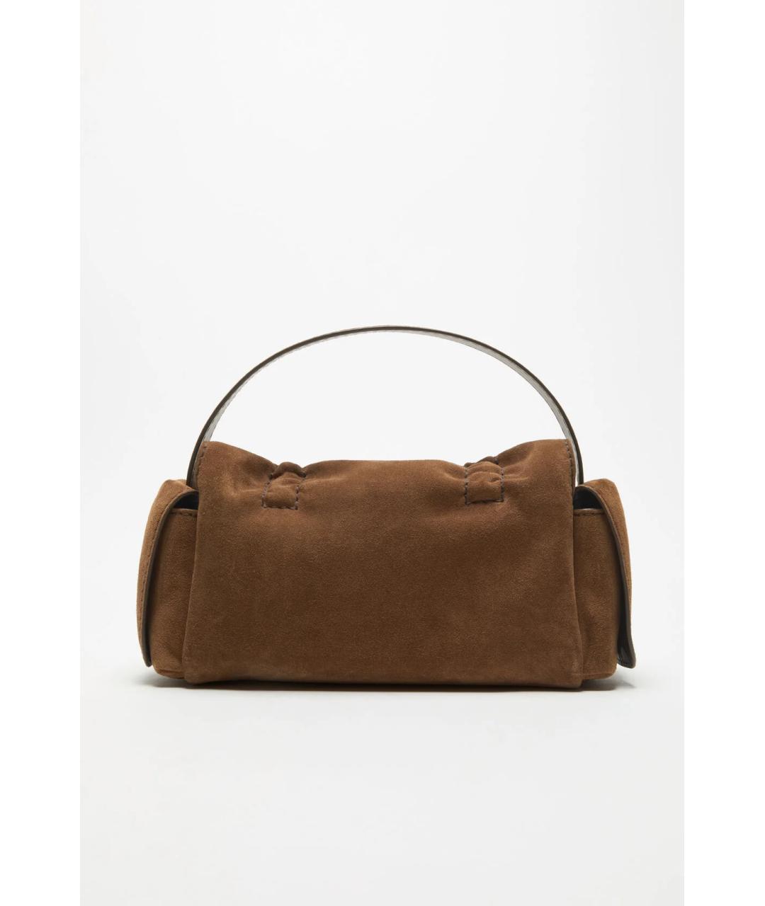 ACNE STUDIOS Коричневая замшевая сумка с короткими ручками, фото 3