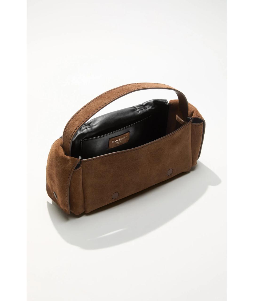 ACNE STUDIOS Коричневая замшевая сумка с короткими ручками, фото 4