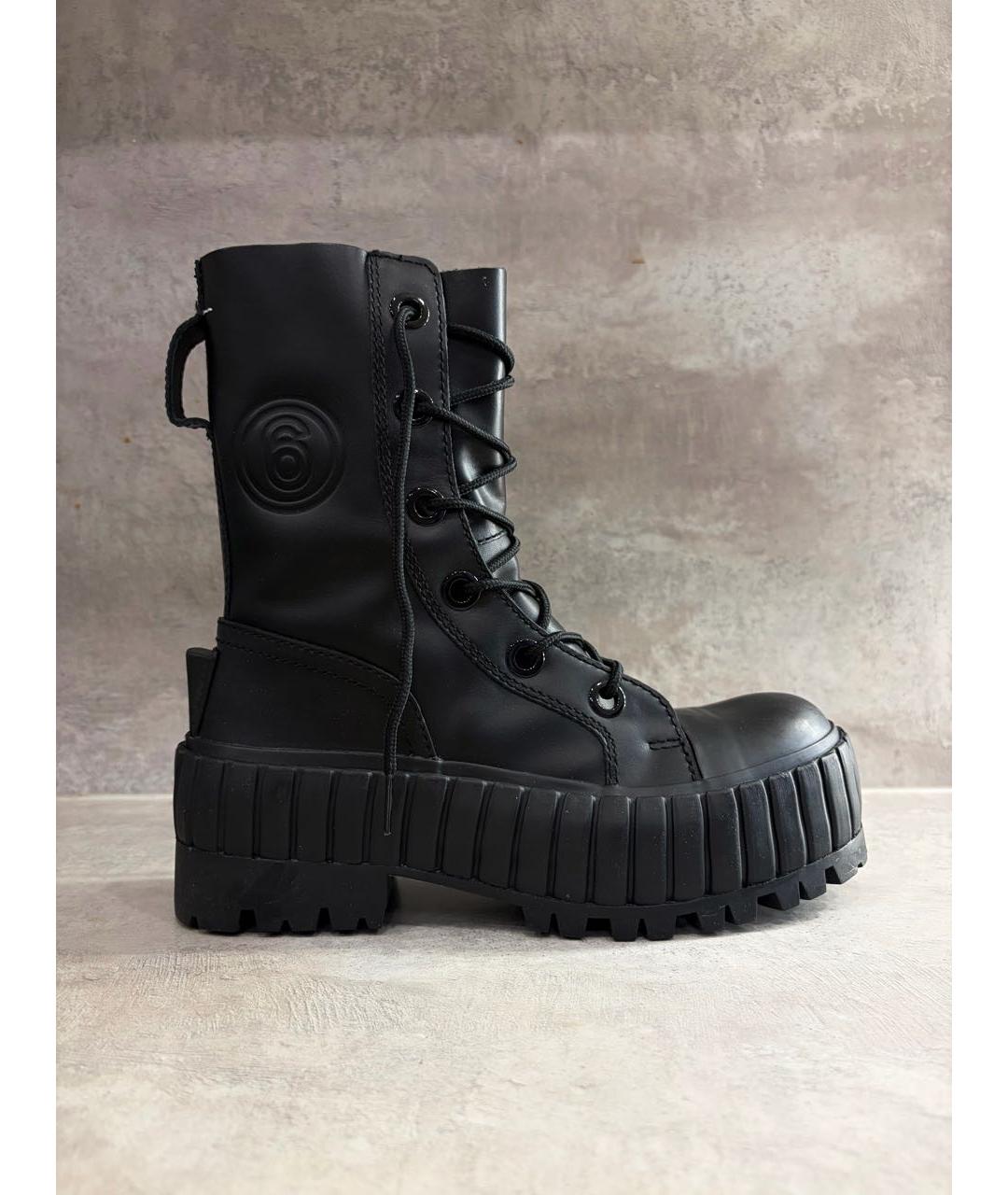 MM6 MAISON MARGIELA Черные кожаные ботинки, фото 6