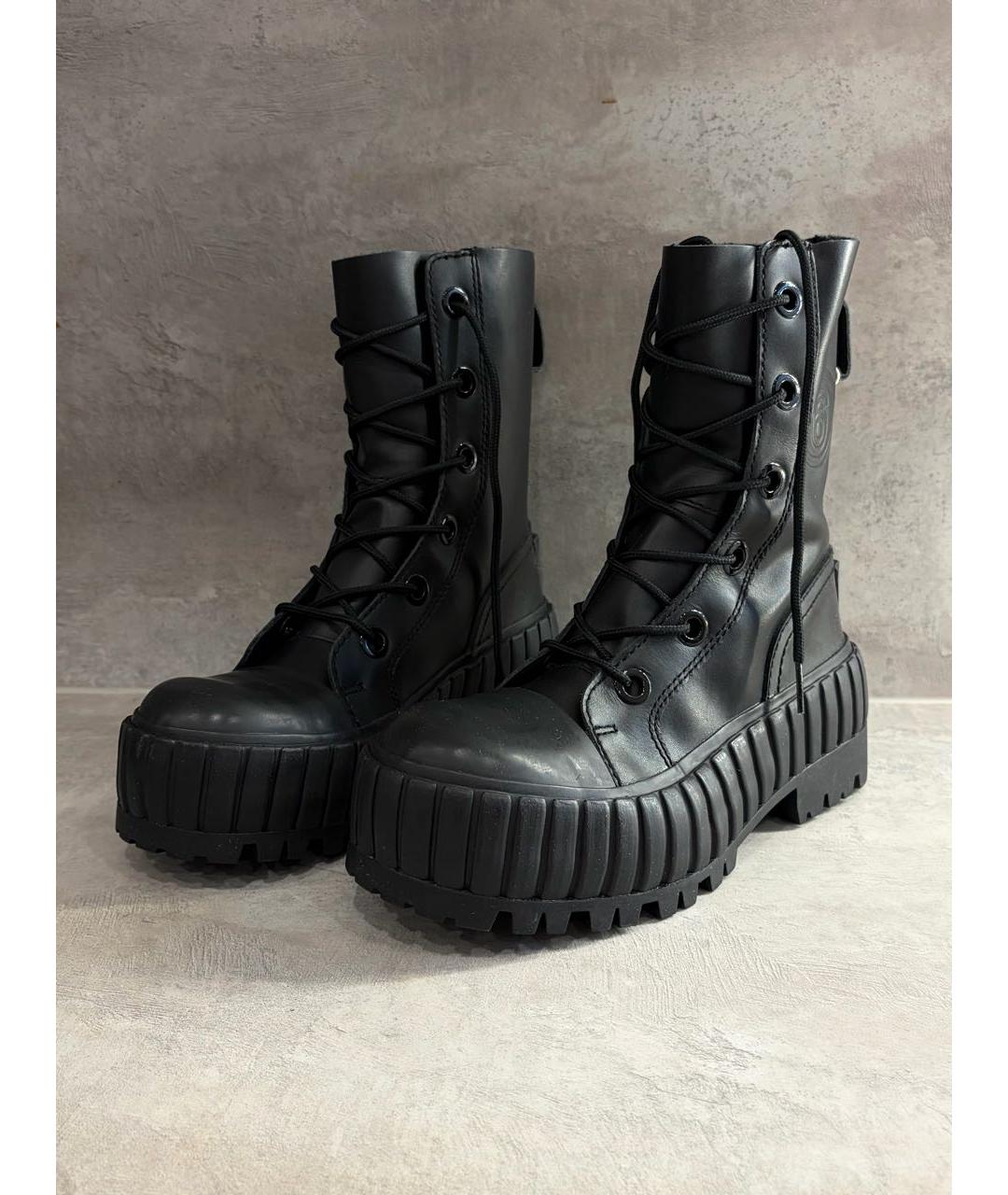 MM6 MAISON MARGIELA Черные кожаные ботинки, фото 3