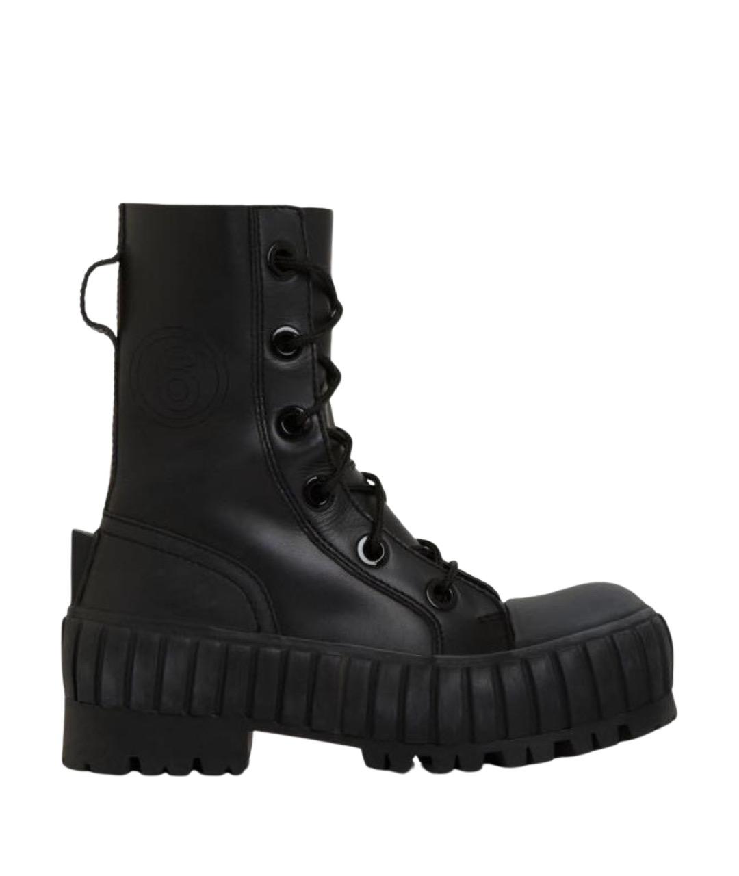MM6 MAISON MARGIELA Черные кожаные ботинки, фото 1