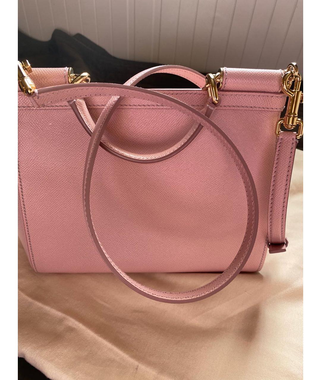DOLCE&GABBANA Розовая кожаная сумка с короткими ручками, фото 3