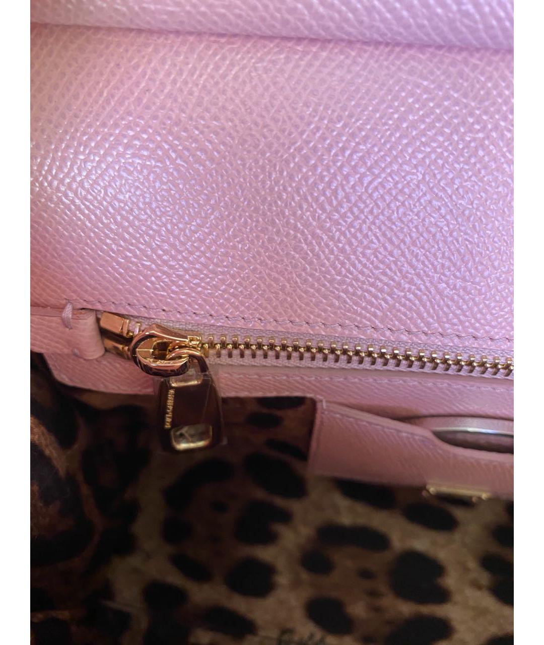 DOLCE&GABBANA Розовая кожаная сумка с короткими ручками, фото 4
