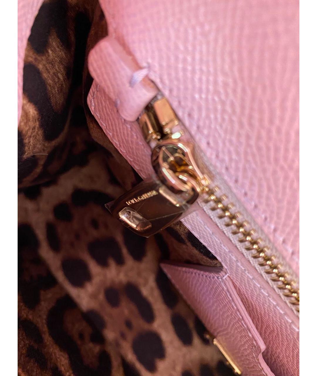 DOLCE&GABBANA Розовая кожаная сумка с короткими ручками, фото 5