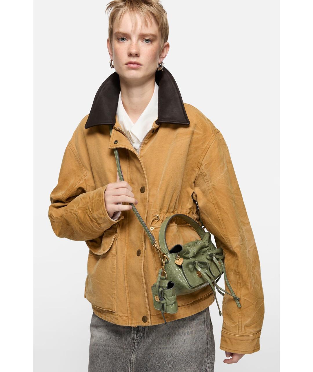 ACNE STUDIOS Зеленая кожаная сумка через плечо, фото 2