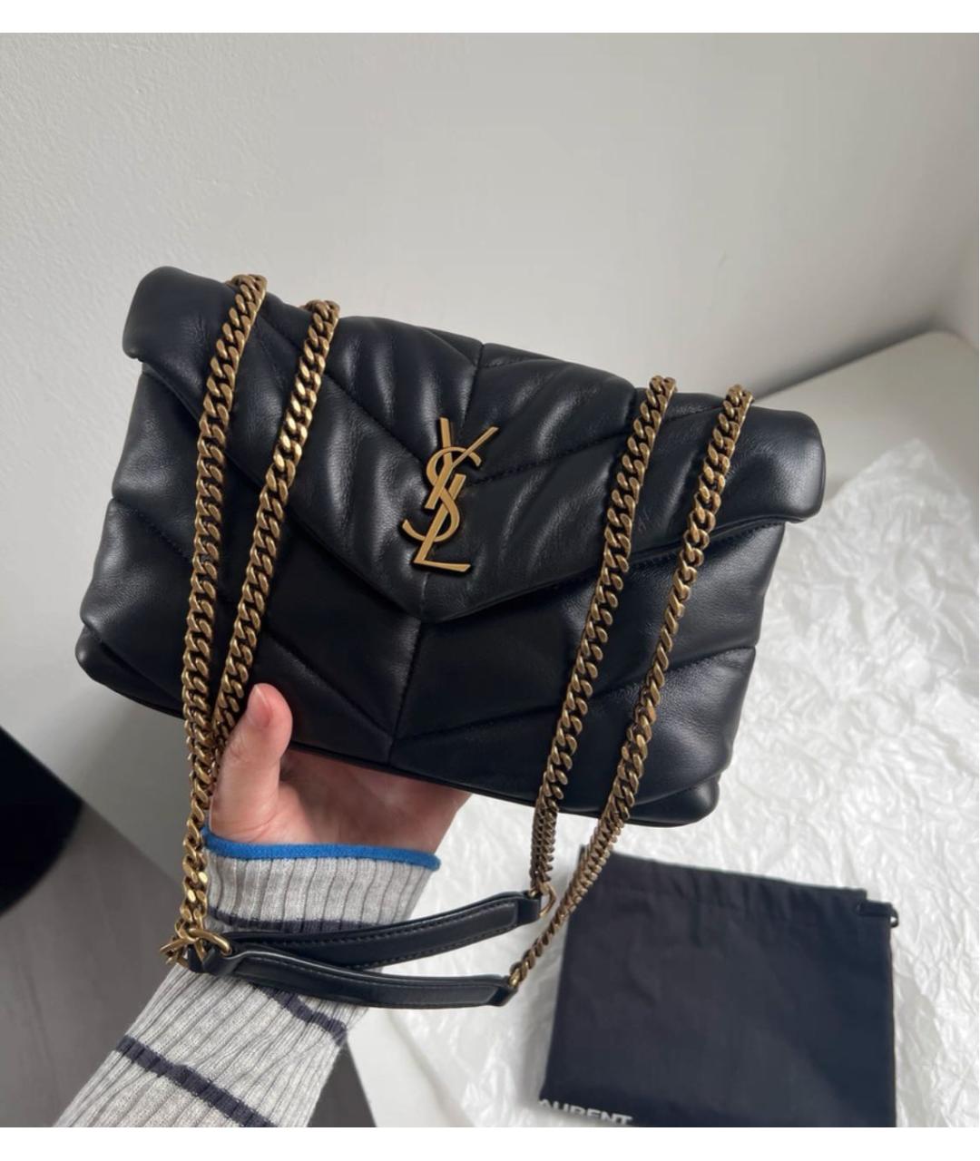 SAINT LAURENT Черная кожаная сумка через плечо, фото 2