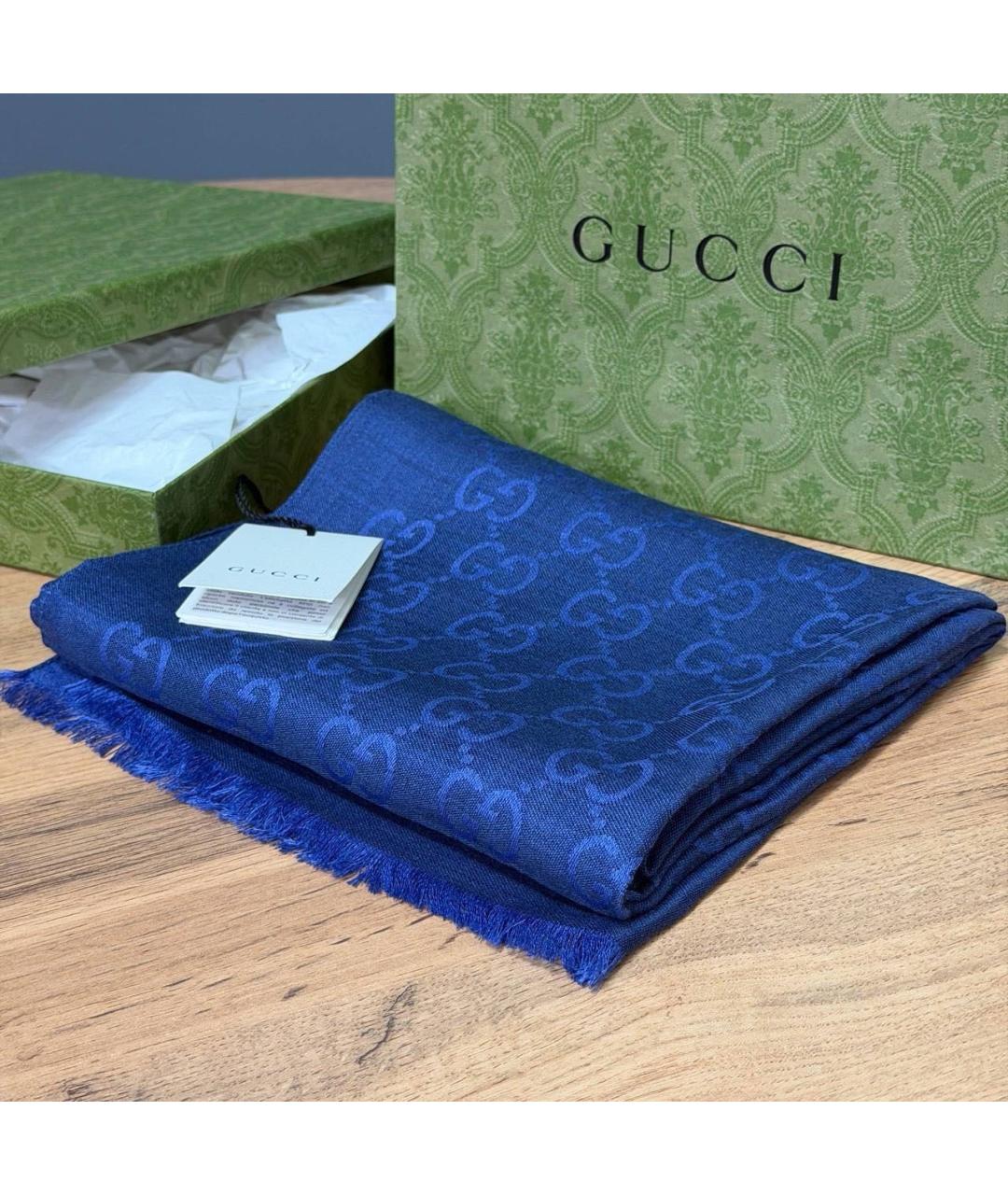 GUCCI Темно-синий шарф, фото 2