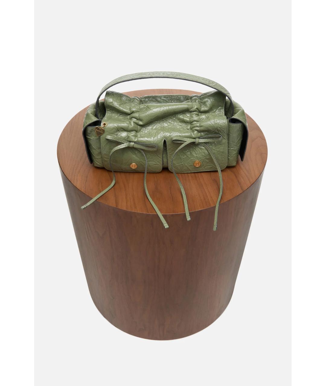 ACNE STUDIOS Зеленая кожаная сумка с короткими ручками, фото 2