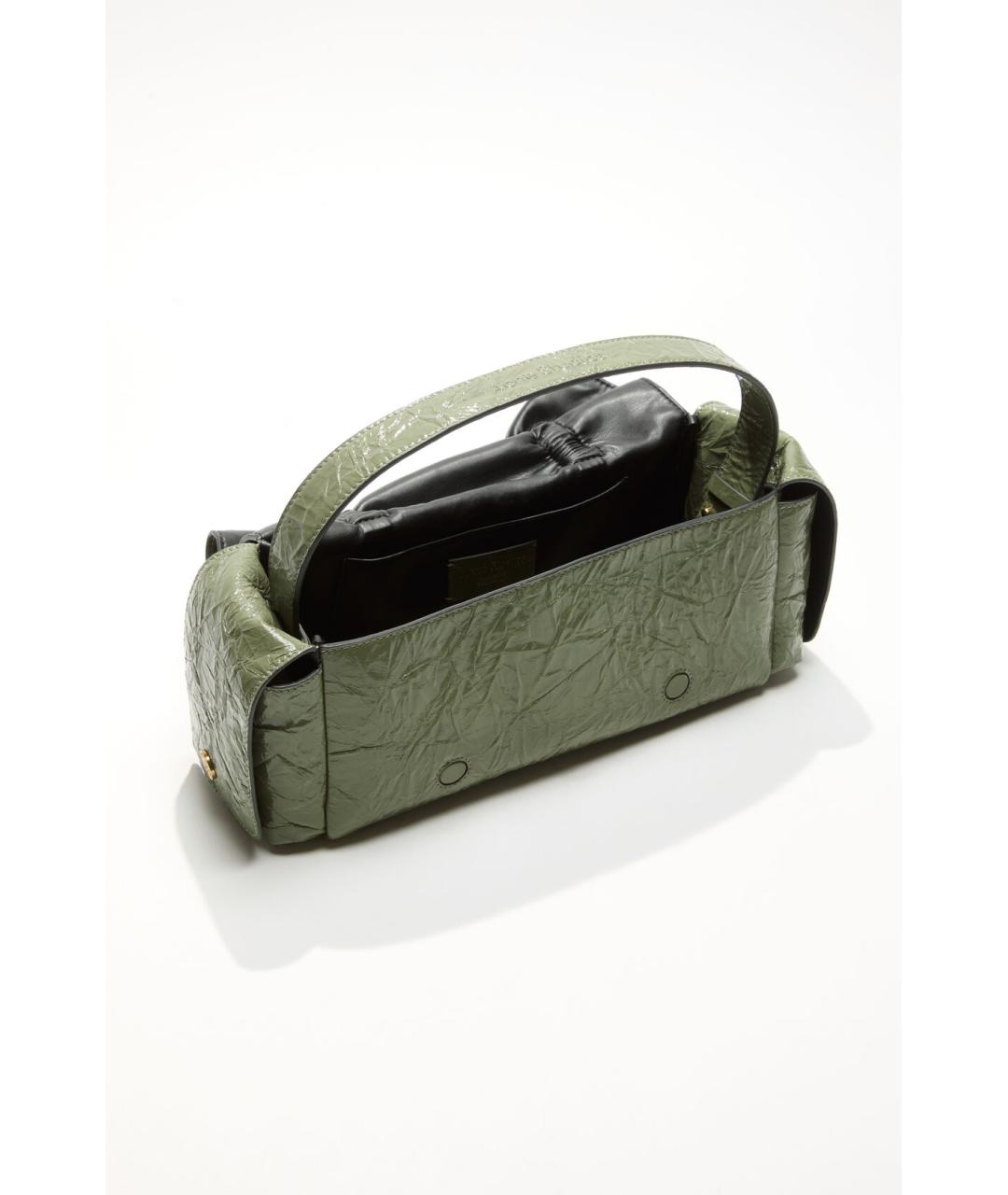 ACNE STUDIOS Зеленая кожаная сумка с короткими ручками, фото 4