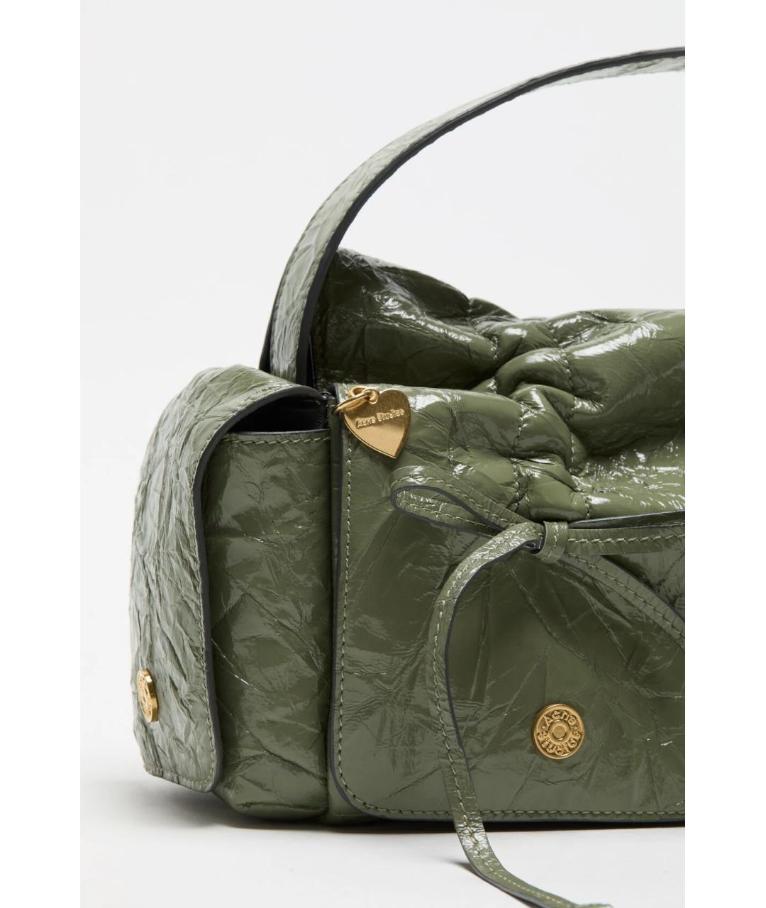 ACNE STUDIOS Зеленая кожаная сумка с короткими ручками, фото 6