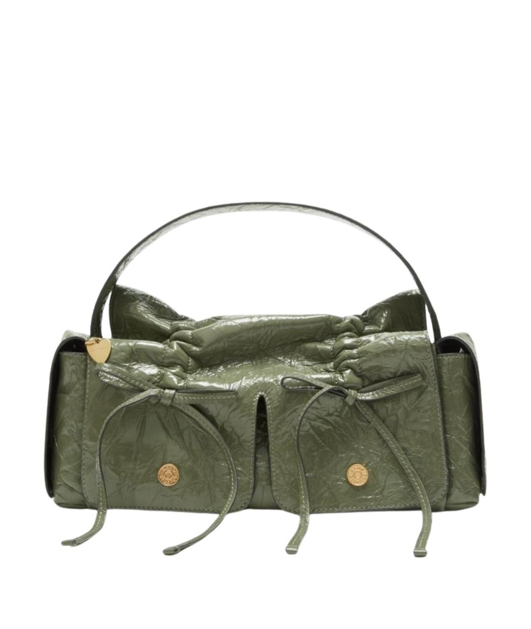 ACNE STUDIOS Зеленая кожаная сумка с короткими ручками, фото 1