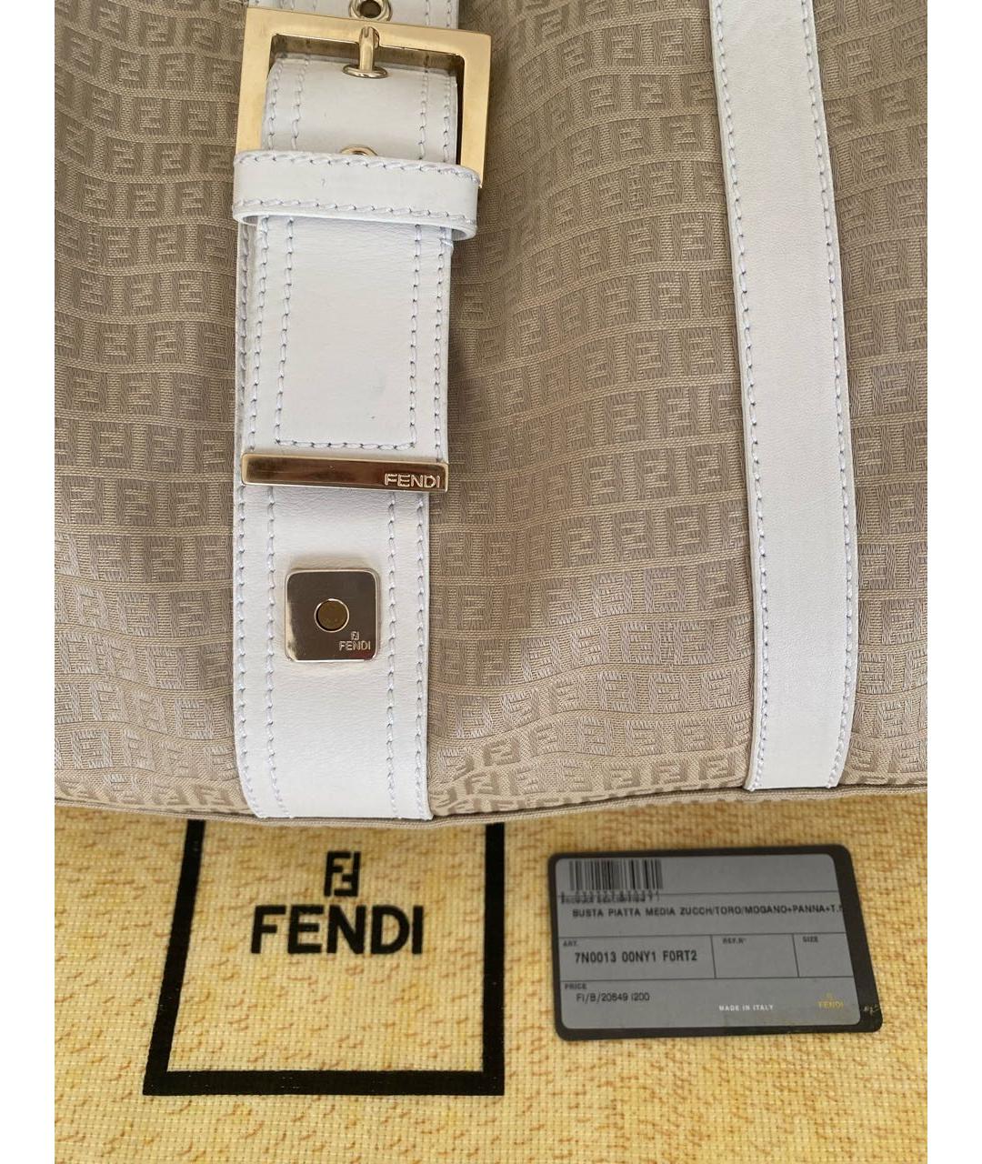 FENDI Бежевая тканевая сумка через плечо, фото 6