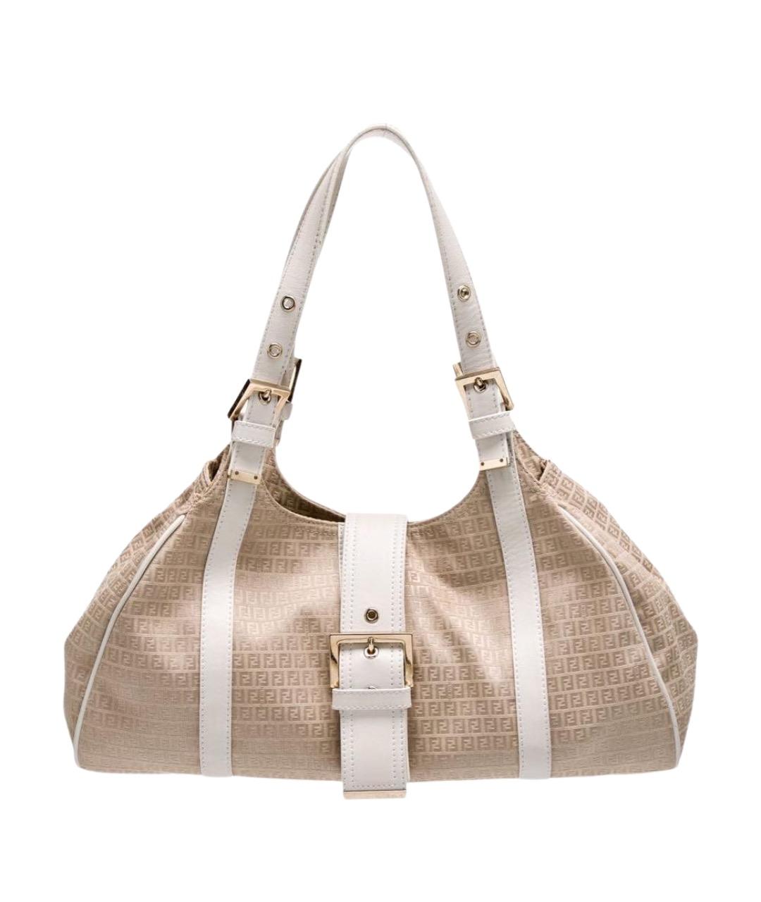 FENDI Бежевая тканевая сумка через плечо, фото 1