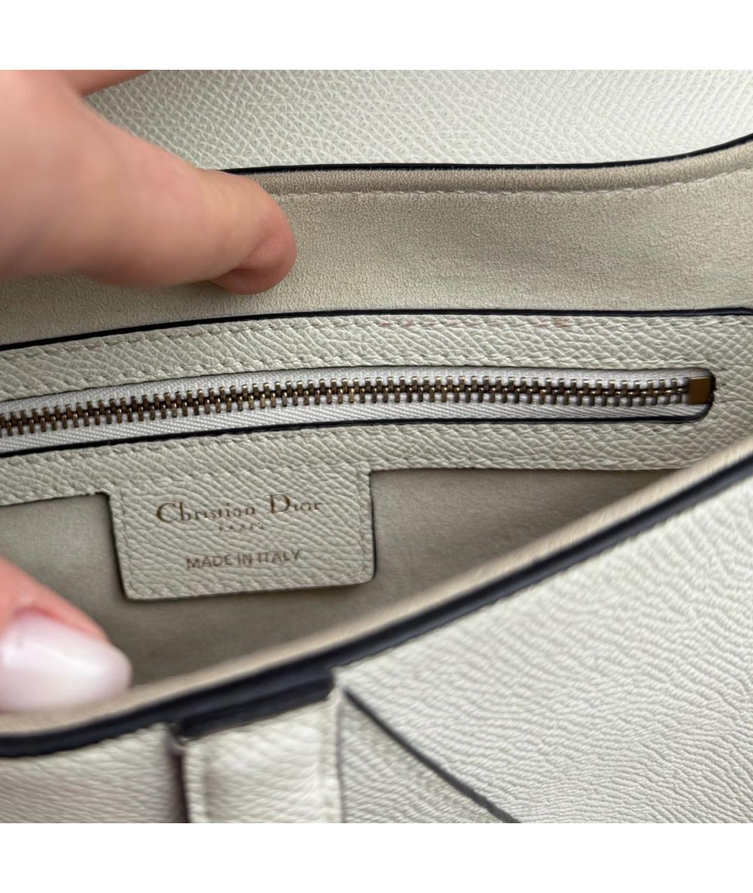 CHRISTIAN DIOR Белая кожаная сумка с короткими ручками, фото 5