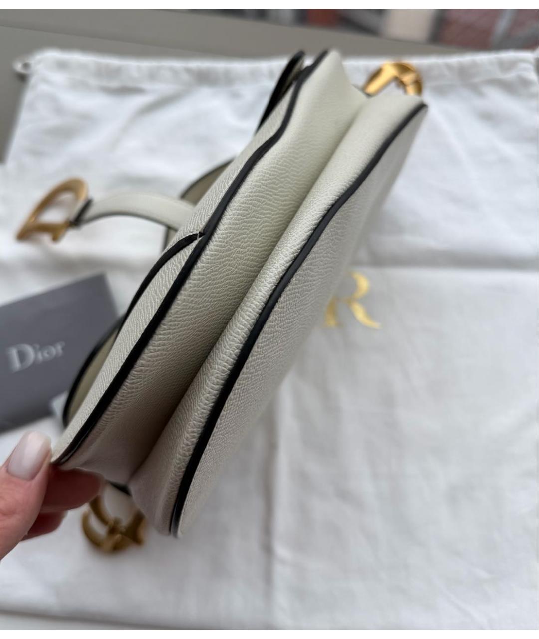 CHRISTIAN DIOR Белая кожаная сумка с короткими ручками, фото 4