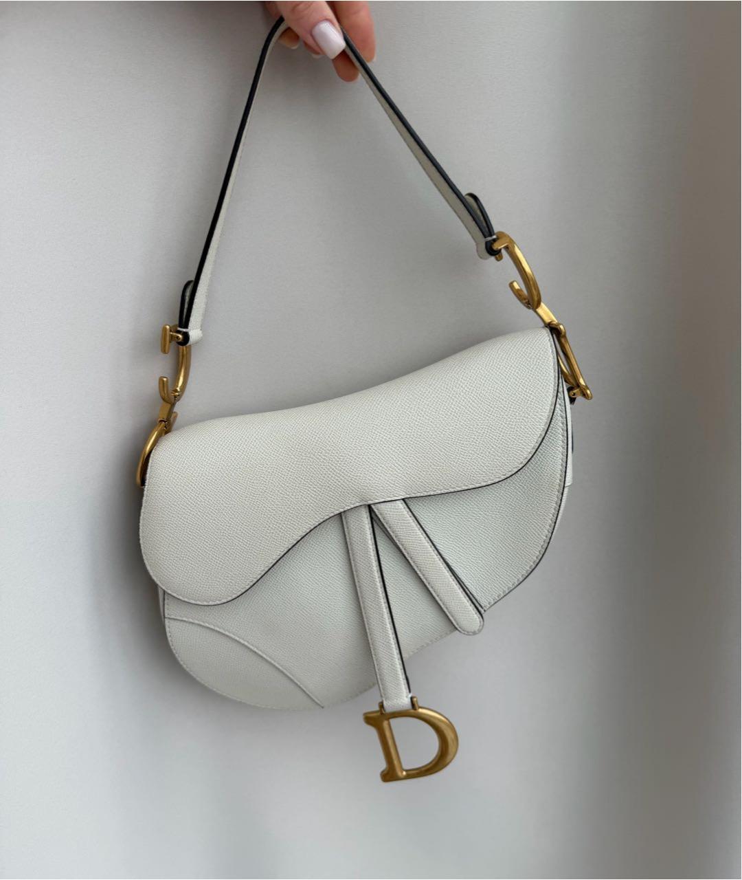 CHRISTIAN DIOR Белая кожаная сумка с короткими ручками, фото 7