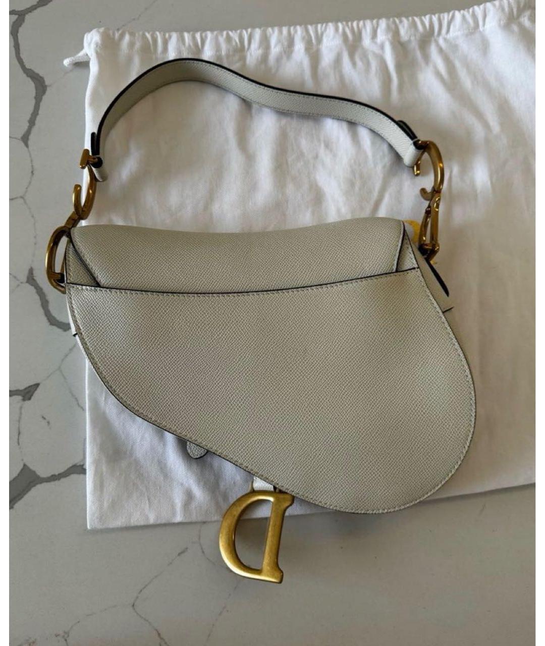 CHRISTIAN DIOR Белая кожаная сумка с короткими ручками, фото 2