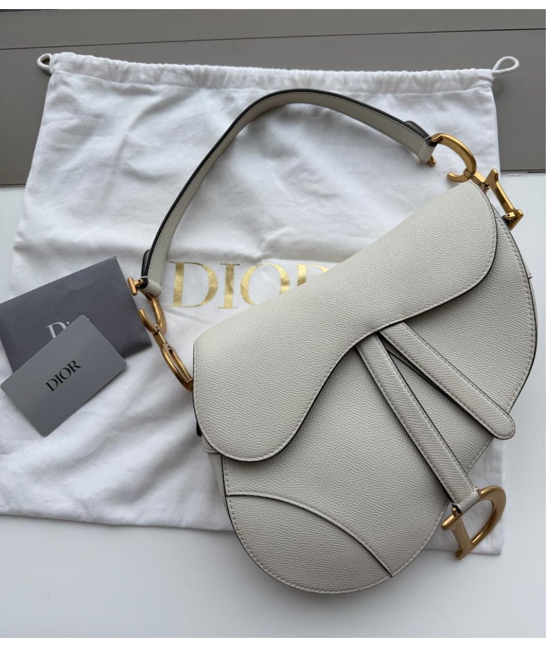 CHRISTIAN DIOR Белая кожаная сумка с короткими ручками, фото 9