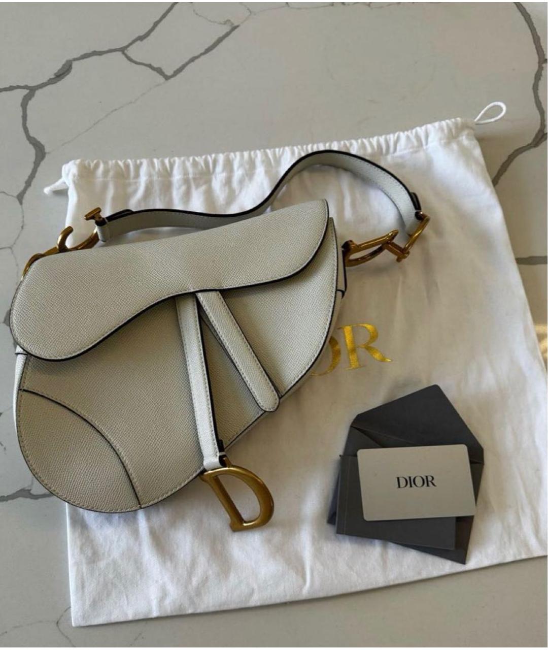 CHRISTIAN DIOR Белая кожаная сумка с короткими ручками, фото 6