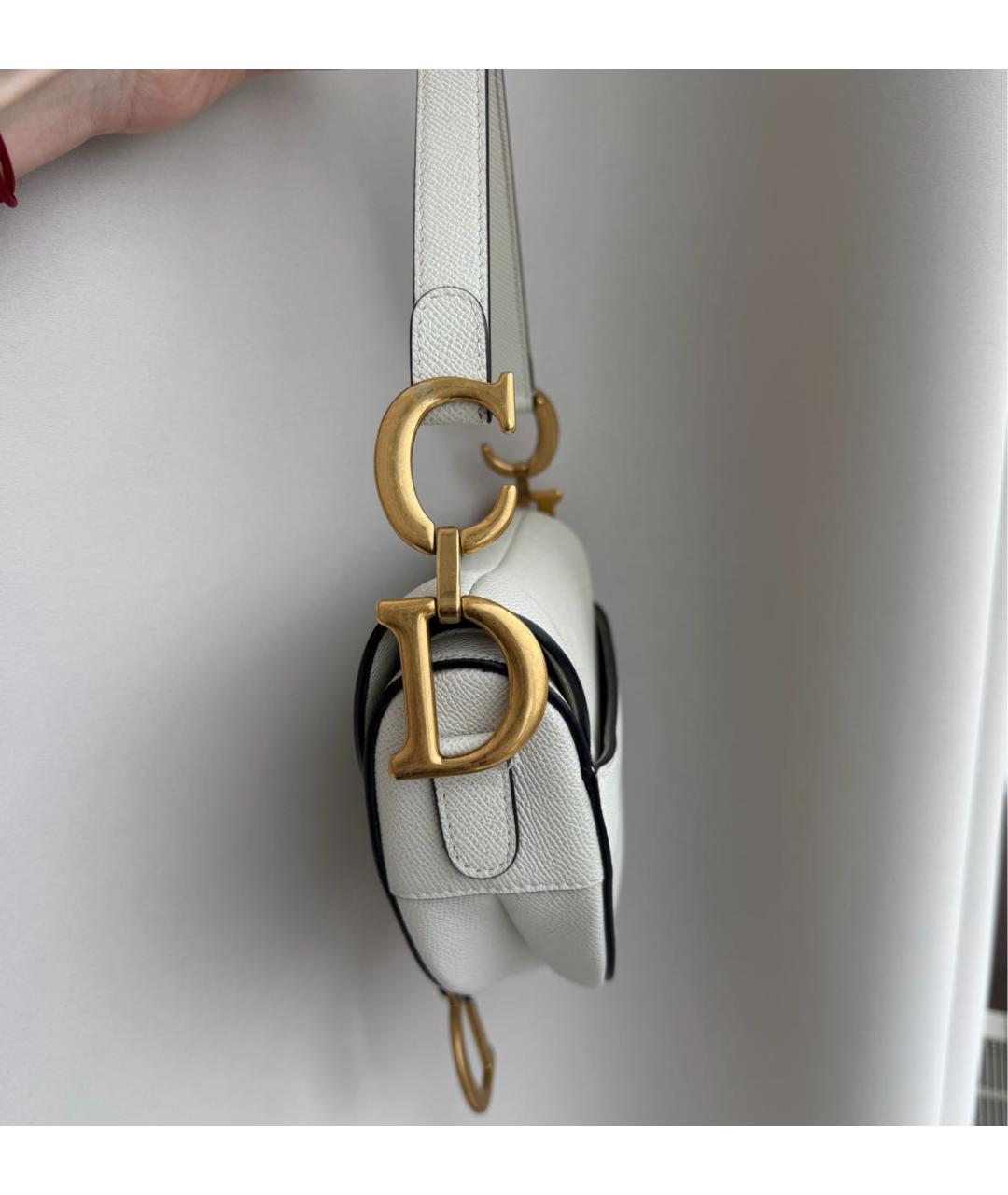 CHRISTIAN DIOR Белая кожаная сумка с короткими ручками, фото 8