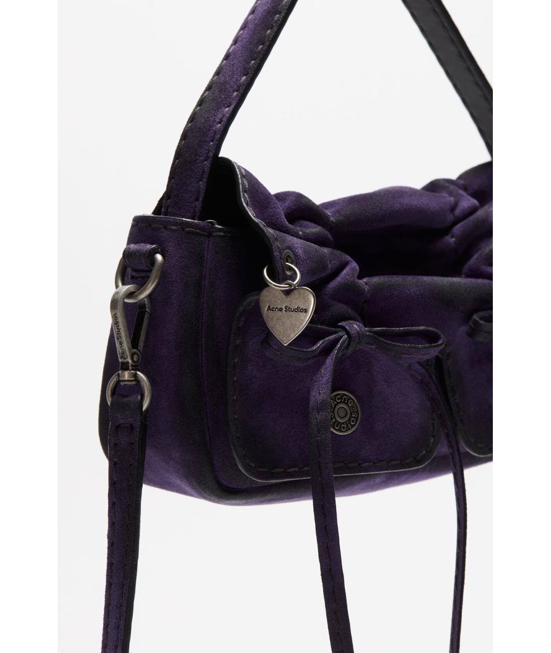 ACNE STUDIOS Фиолетовая замшевая сумка через плечо, фото 4