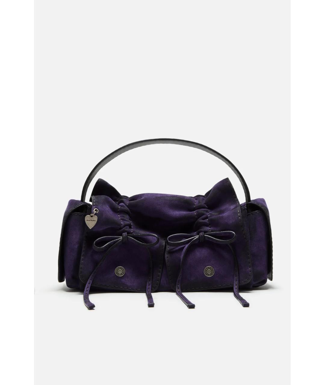 ACNE STUDIOS Фиолетовая замшевая сумка с короткими ручками, фото 6