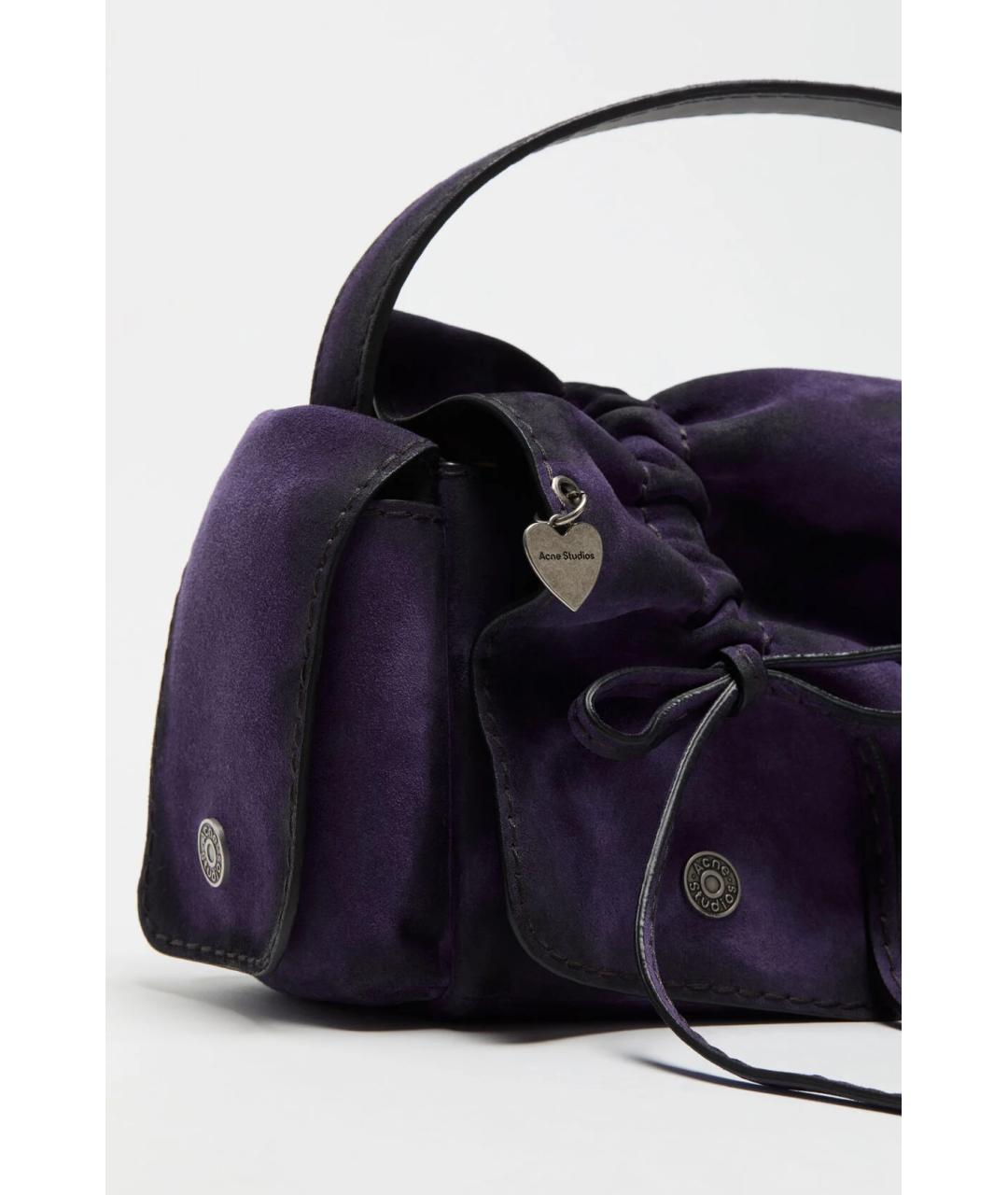 ACNE STUDIOS Фиолетовая замшевая сумка с короткими ручками, фото 5