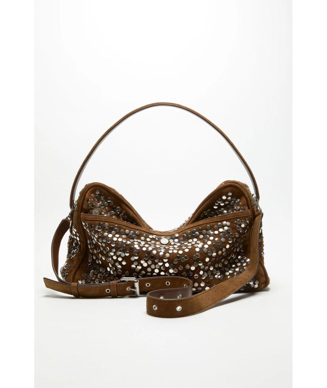 ACNE STUDIOS Коричневая замшевая сумка с короткими ручками, фото 2