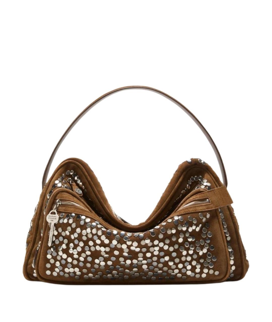 ACNE STUDIOS Коричневая замшевая сумка с короткими ручками, фото 1