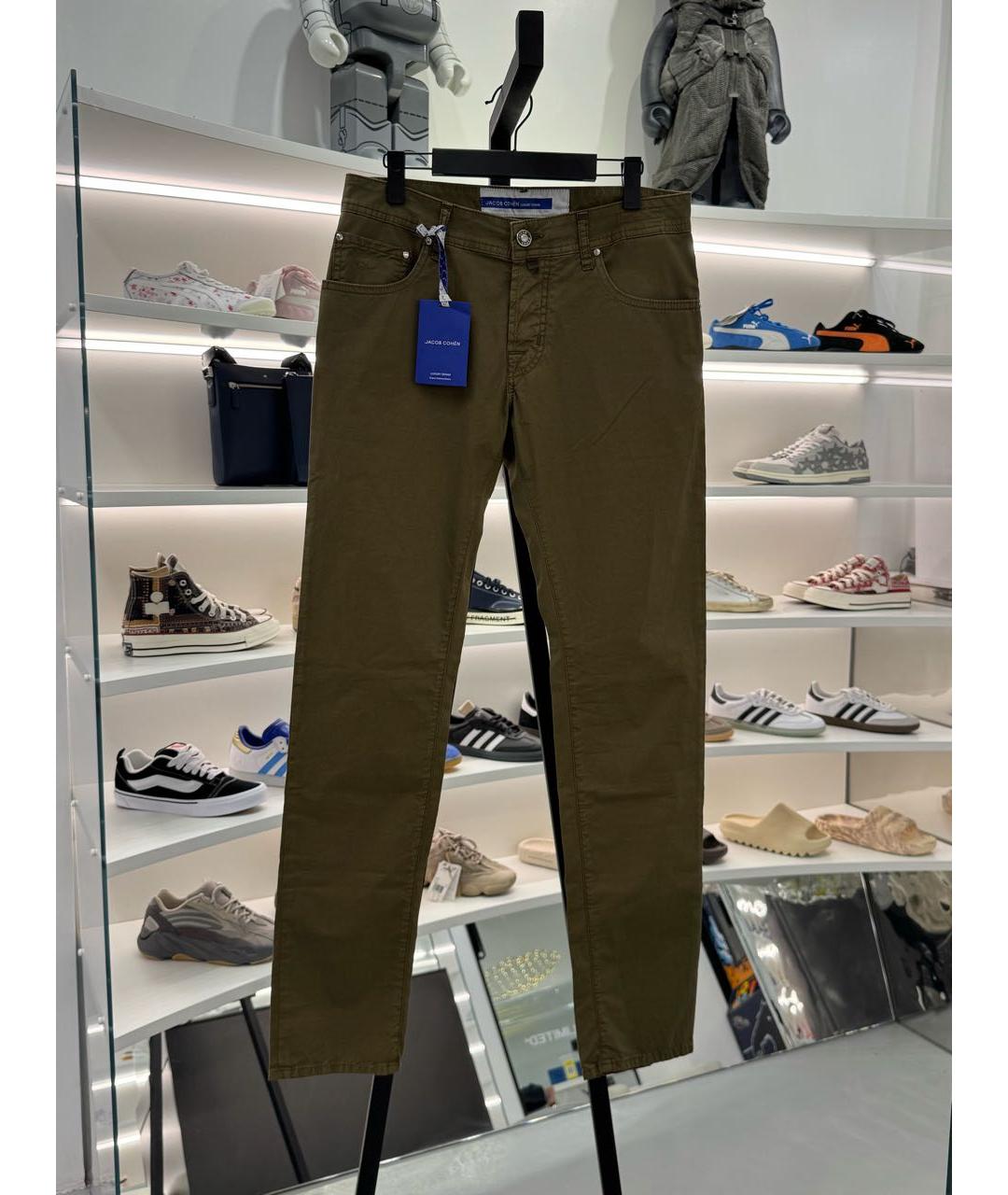 JACOB COHEN Хаки хлопковые повседневные брюки, фото 2