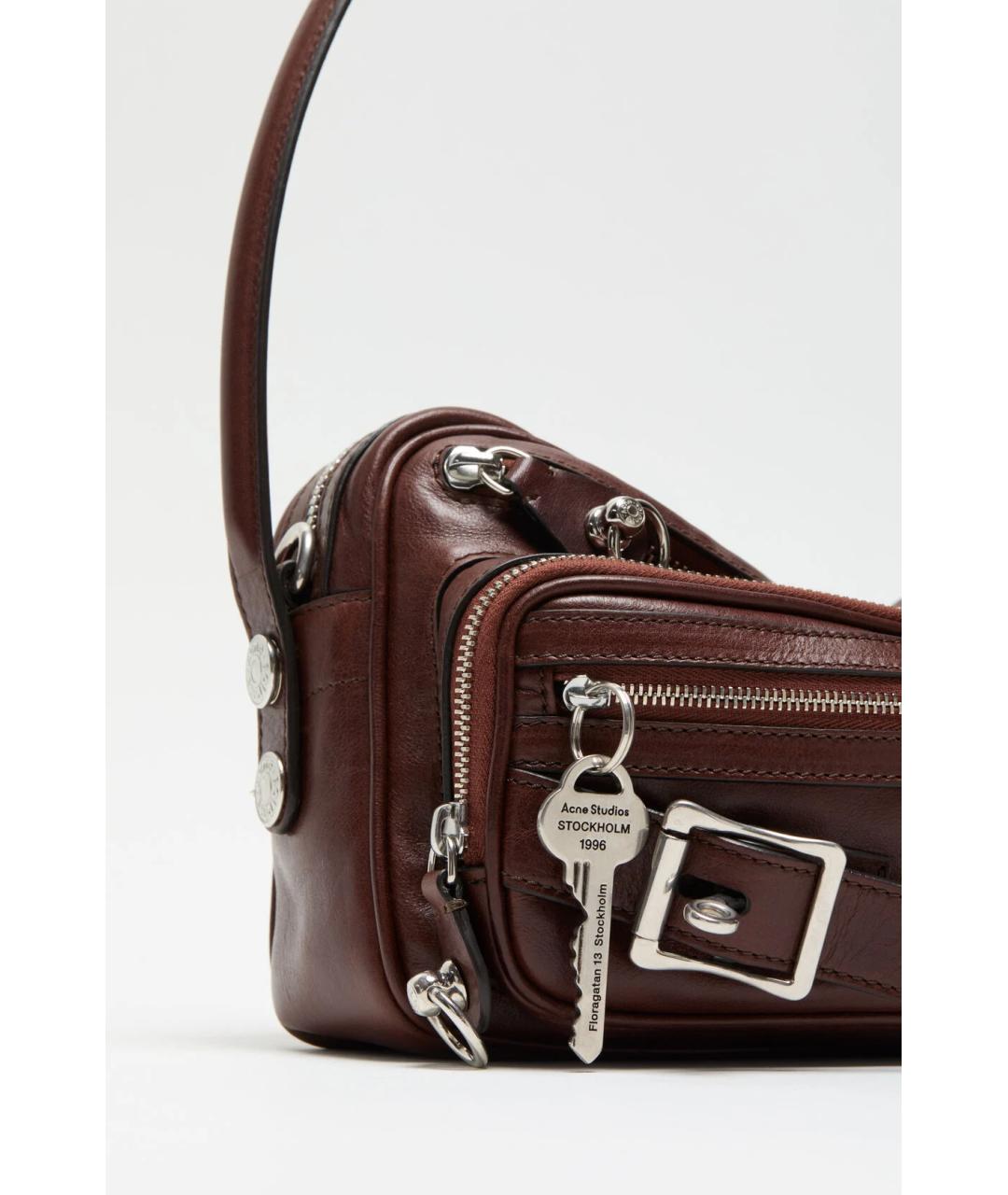 ACNE STUDIOS Коричневая кожаная сумка через плечо, фото 4