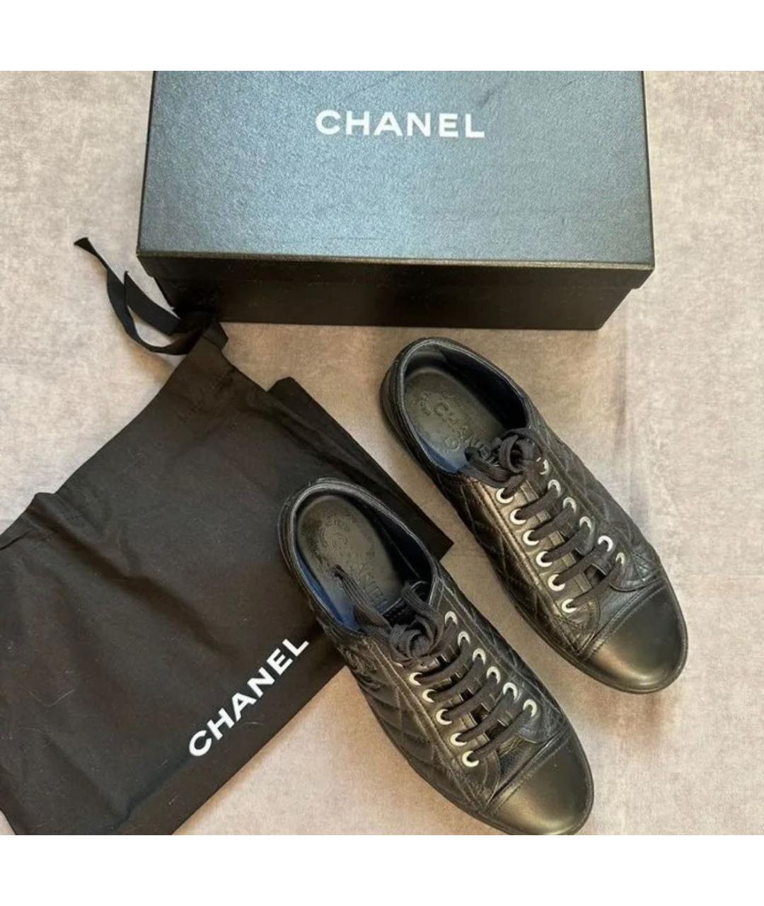 CHANEL Черные кожаные кеды, фото 2