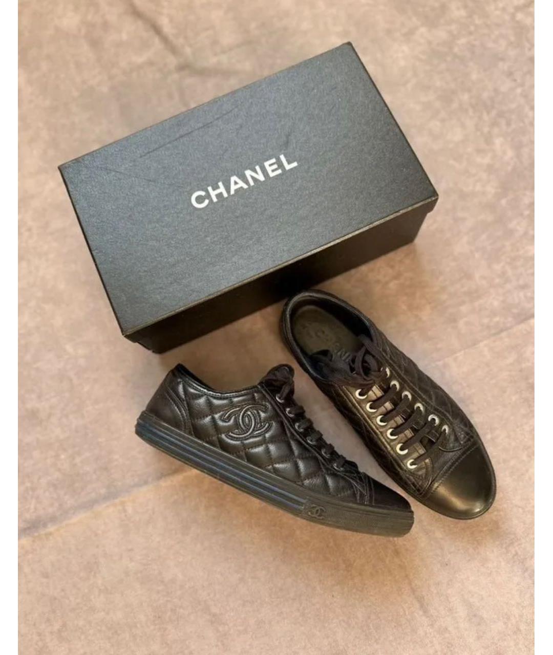 CHANEL Черные кожаные кеды, фото 5