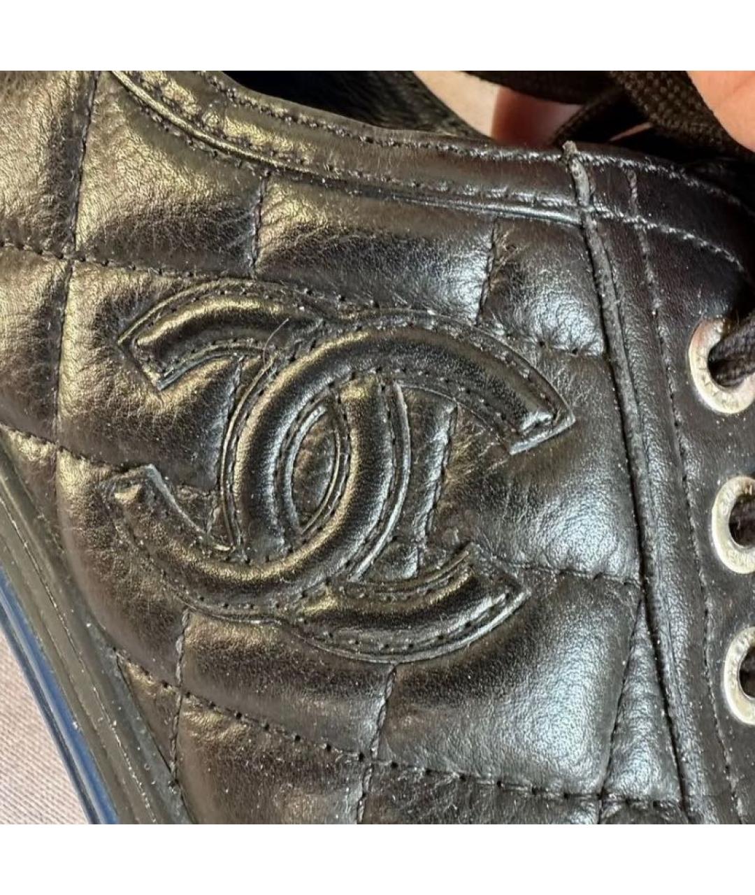 CHANEL Черные кожаные кеды, фото 4