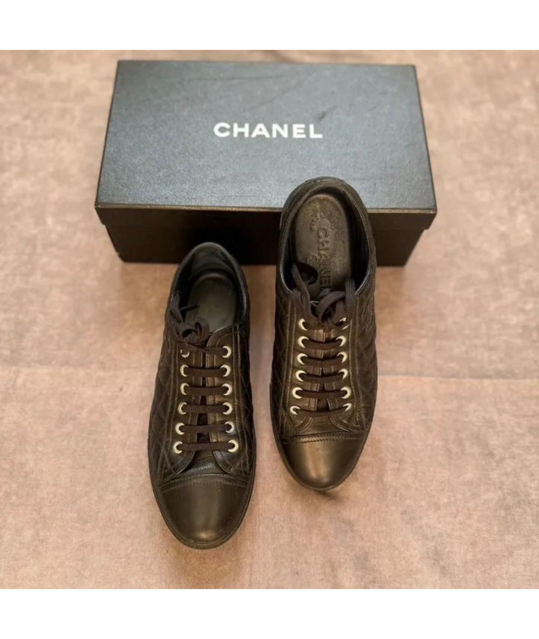 CHANEL Черные кожаные кеды, фото 3