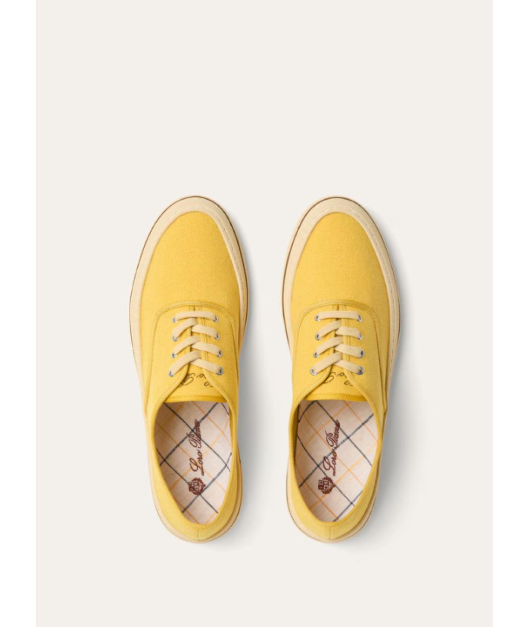 LORO PIANA Желтые текстильные кеды, фото 5