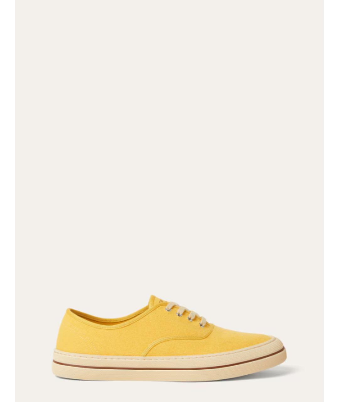 LORO PIANA Желтые текстильные кеды, фото 7