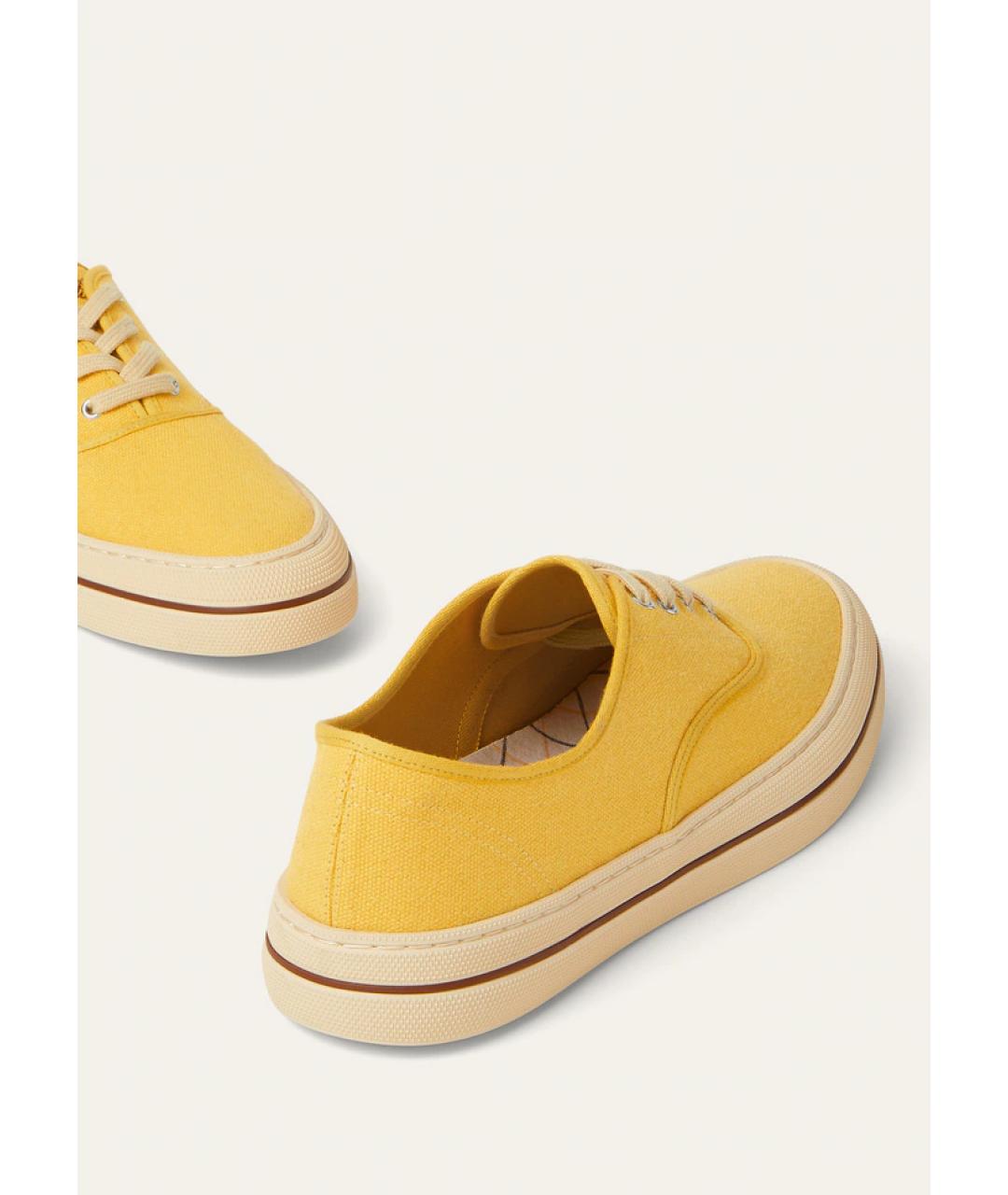 LORO PIANA Желтые текстильные кеды, фото 4