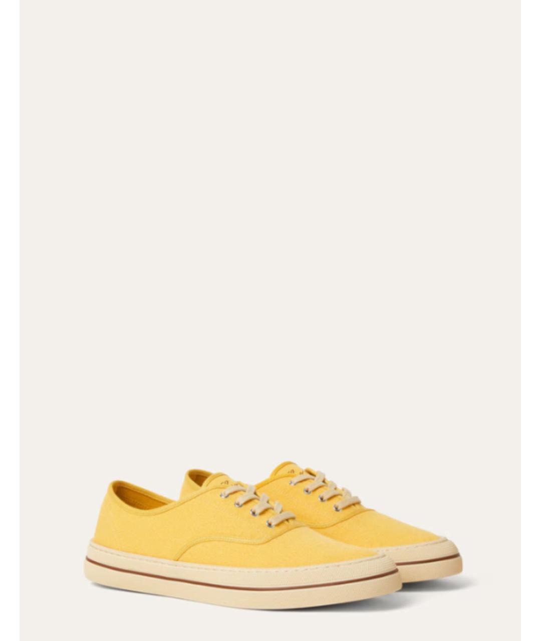 LORO PIANA Желтые текстильные кеды, фото 2