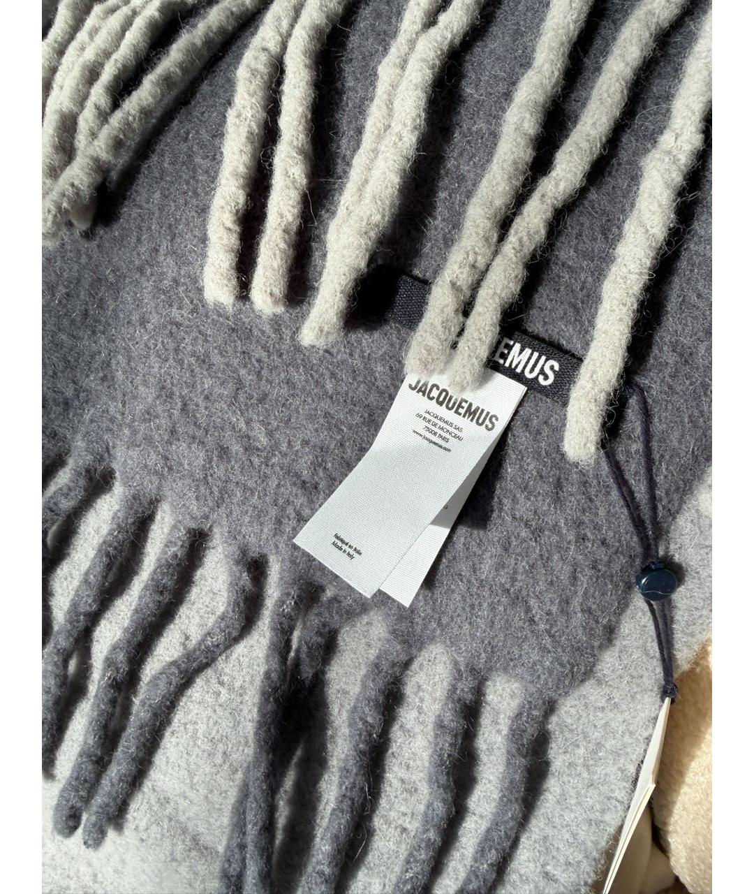 JACQUEMUS Серый шерстяной шарф, фото 4