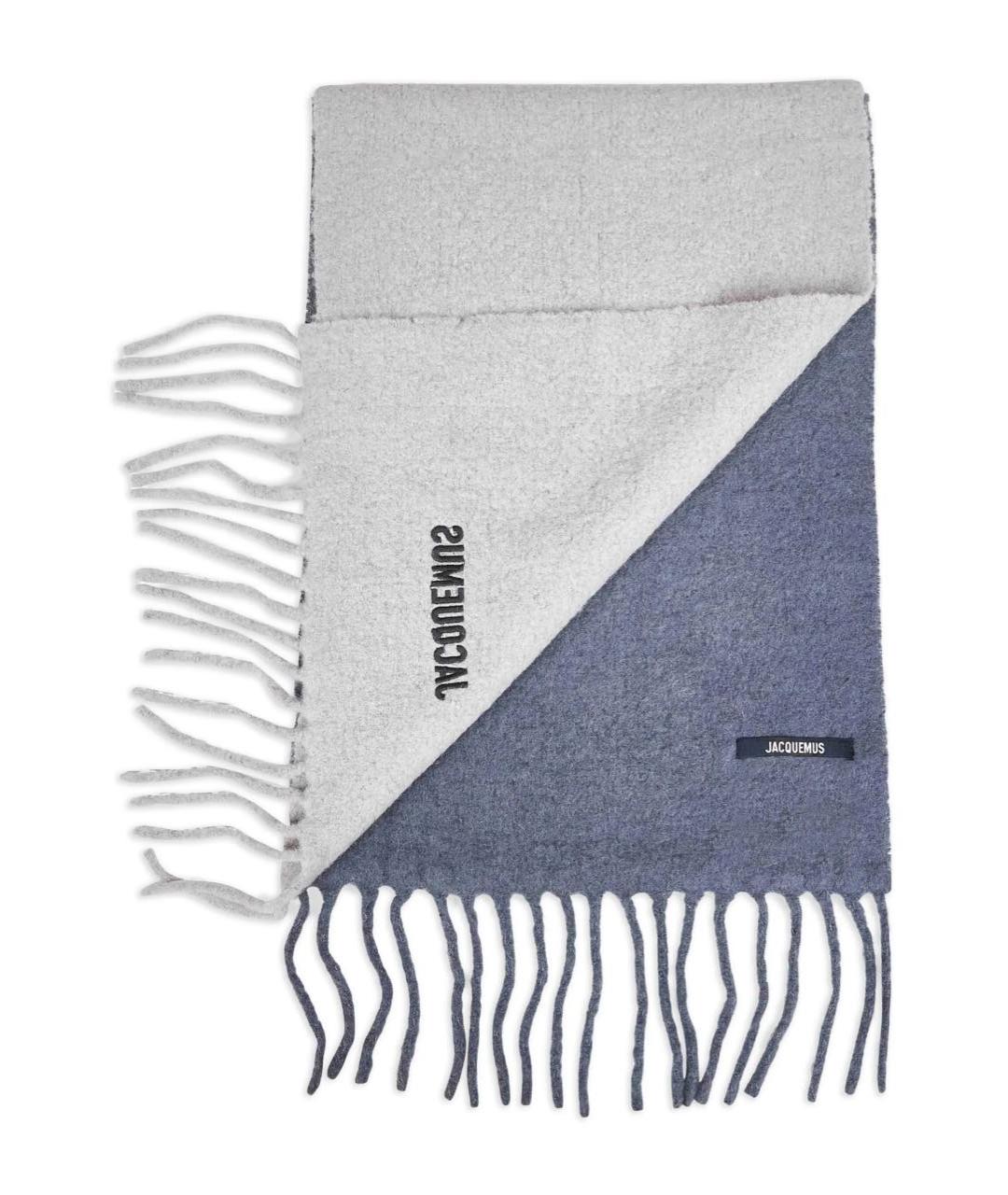 JACQUEMUS Серый шерстяной шарф, фото 2