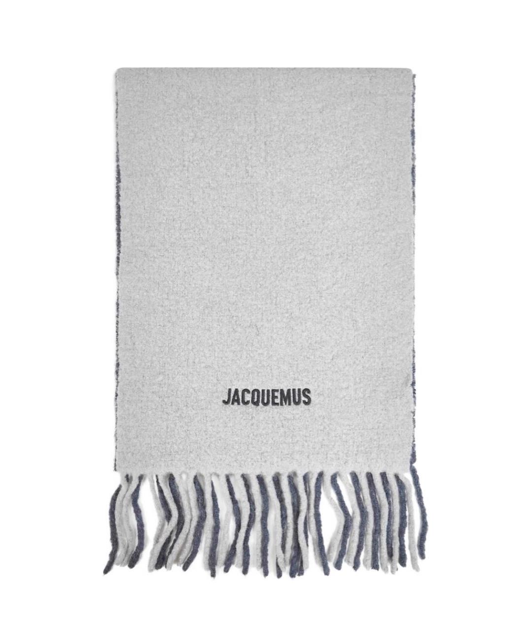 JACQUEMUS Серый шерстяной шарф, фото 1