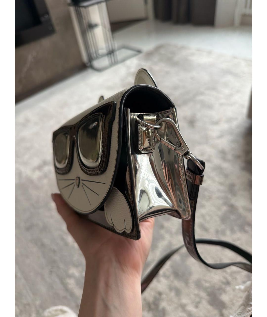 KARL LAGERFELD Белая кожаная сумка через плечо, фото 2