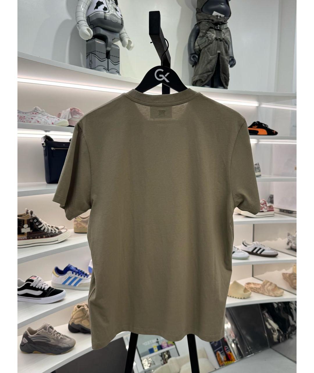 Ami Paris Хаки хлопковая футболка, фото 3