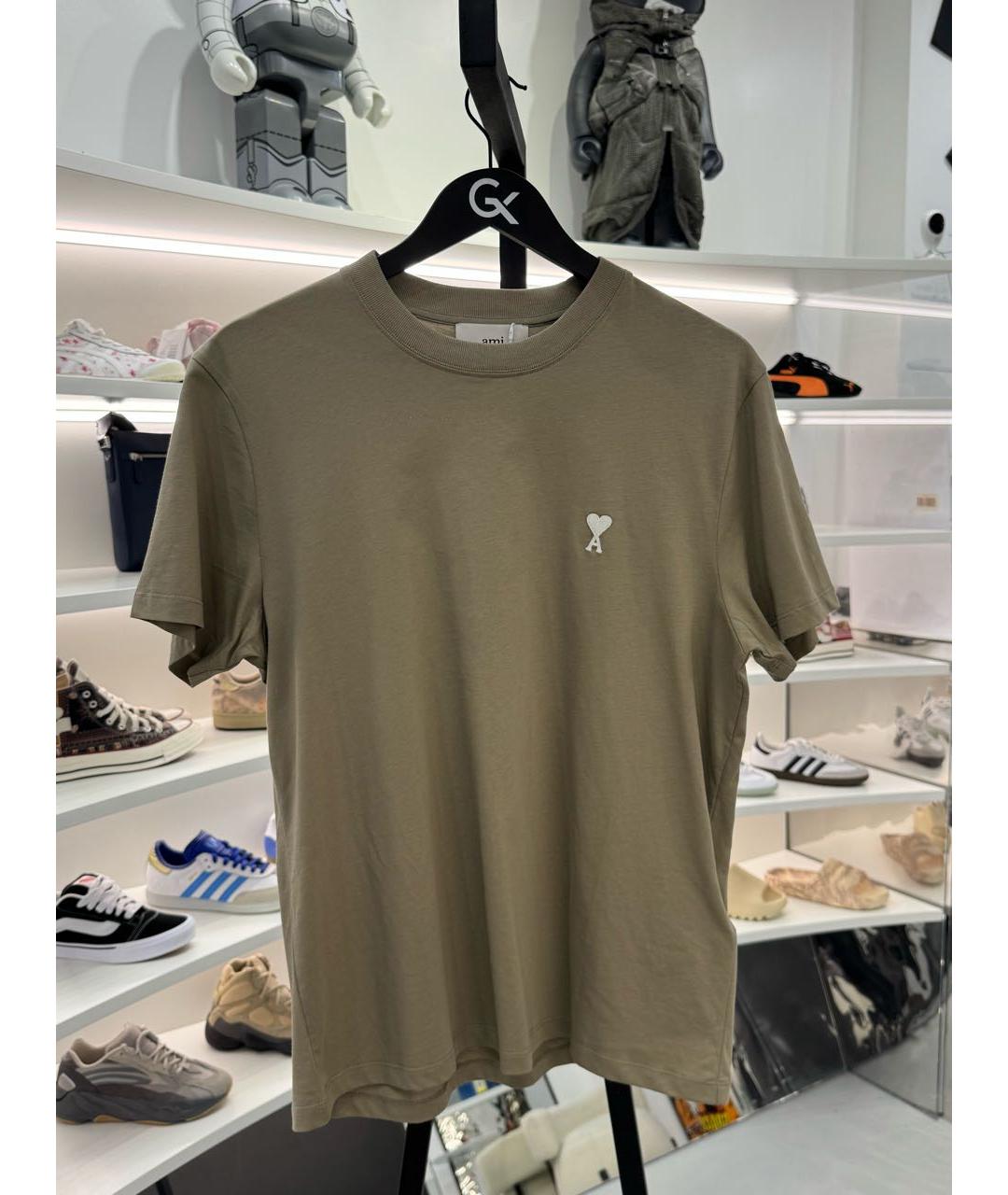 Ami Paris Хаки хлопковая футболка, фото 2