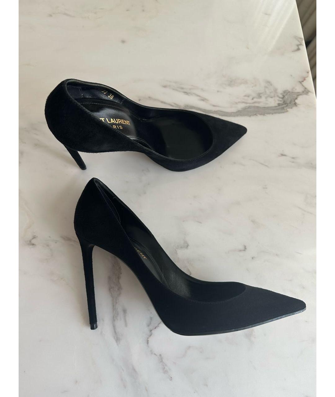 SAINT LAURENT Черные замшевые туфли, фото 3