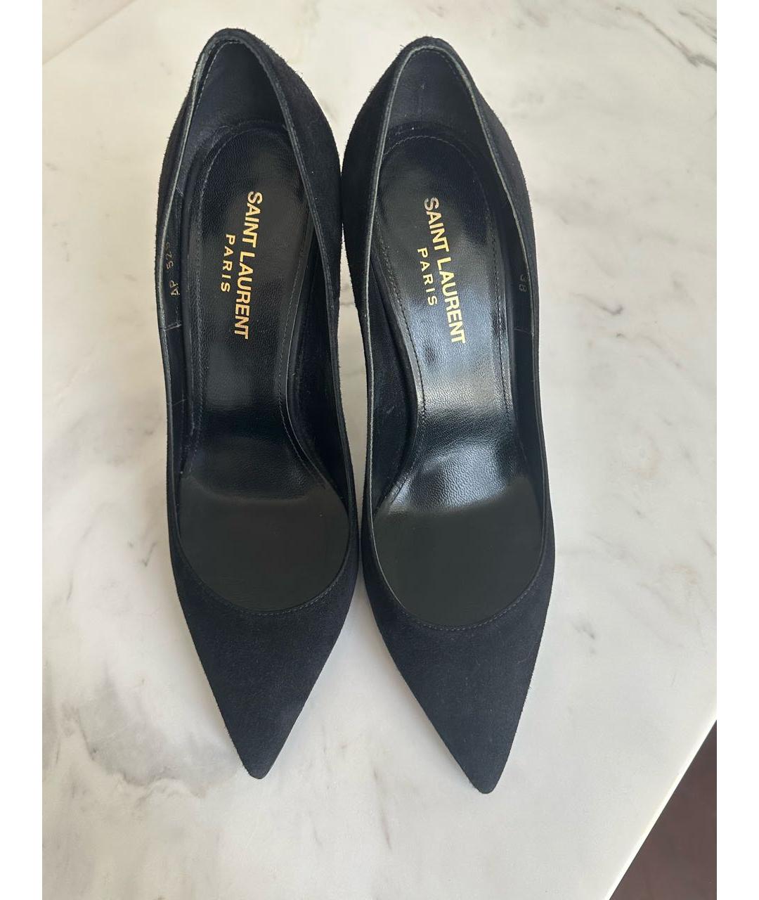 SAINT LAURENT Черные замшевые туфли, фото 2